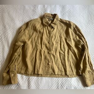 Zara - NWT - boxy linen button down blouse - large